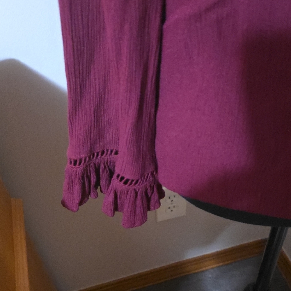 NorthStyle Maroon Ruffle Blouse - Picture 3 of 4